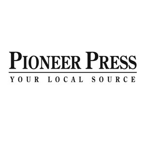 A logo of pioneer press